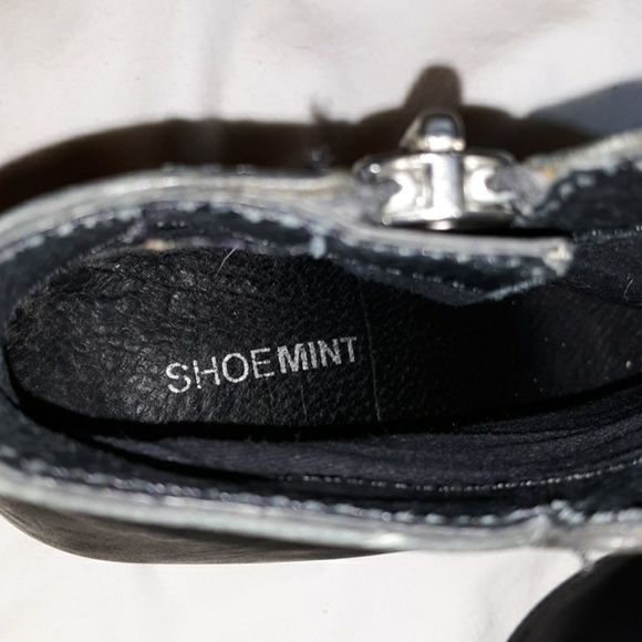 Shoemint Black Leather Moto Boot Silver Zipper 6 - Picture 6 of 7